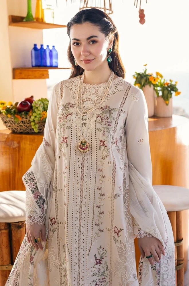 3 Piece Chikankari Embroidered Lawn Suit - SKU:(LDS047)