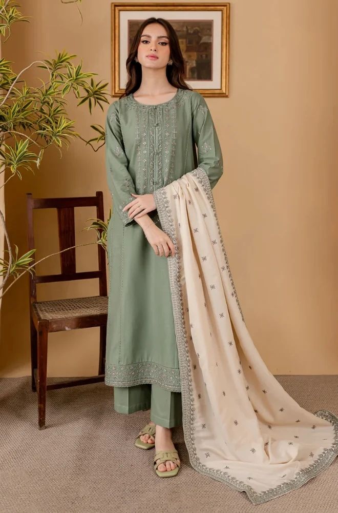 3 Piece Embroidered Lawn Suit - SKU:(LDS051)
