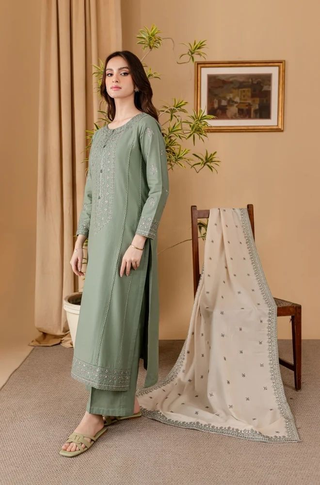 3 Piece Embroidered Lawn Suit - SKU:(LDS051)