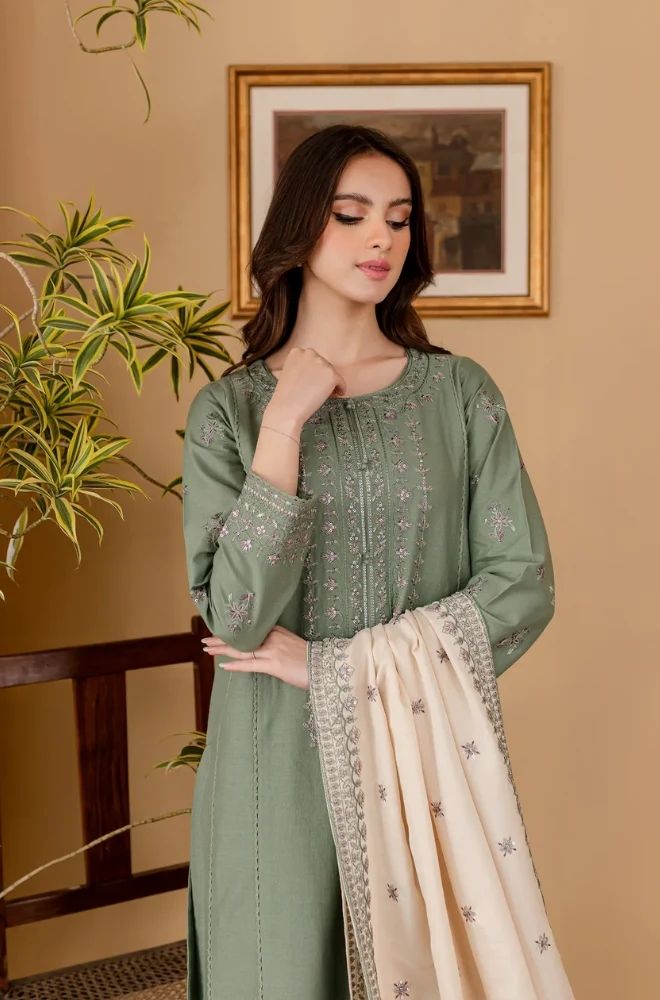 3 Piece Embroidered Lawn Suit - SKU:(LDS051)