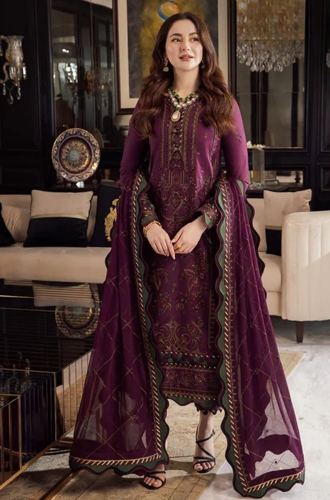 3 Piece Embroidered Lawn Suit - SKU:(LDS050)
