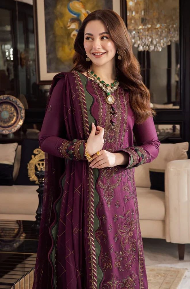3 Piece Embroidered Lawn Suit - SKU:(LDS050)