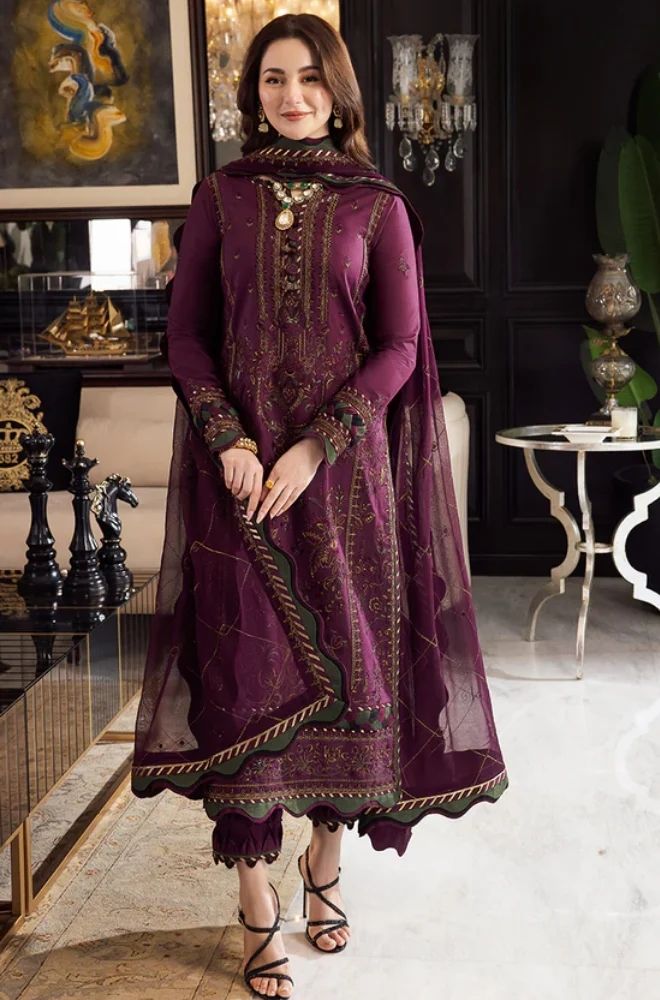 3 Piece Embroidered Lawn Suit - SKU:(LDS050)