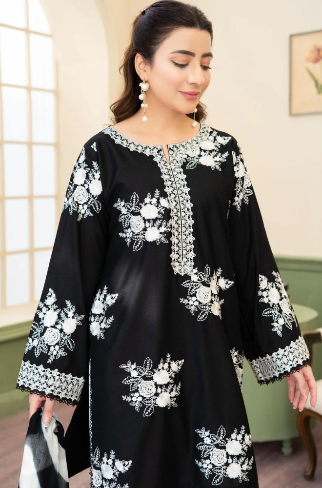 3 Piece Embroidered Lawn Suit - SKU:(LDS084)