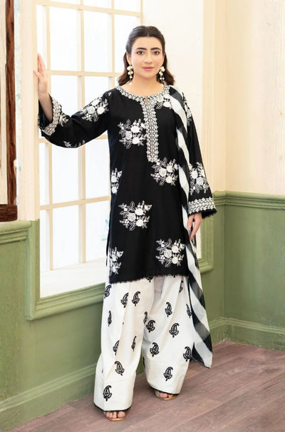 3 Piece Embroidered Lawn Suit - SKU:(LDS084)