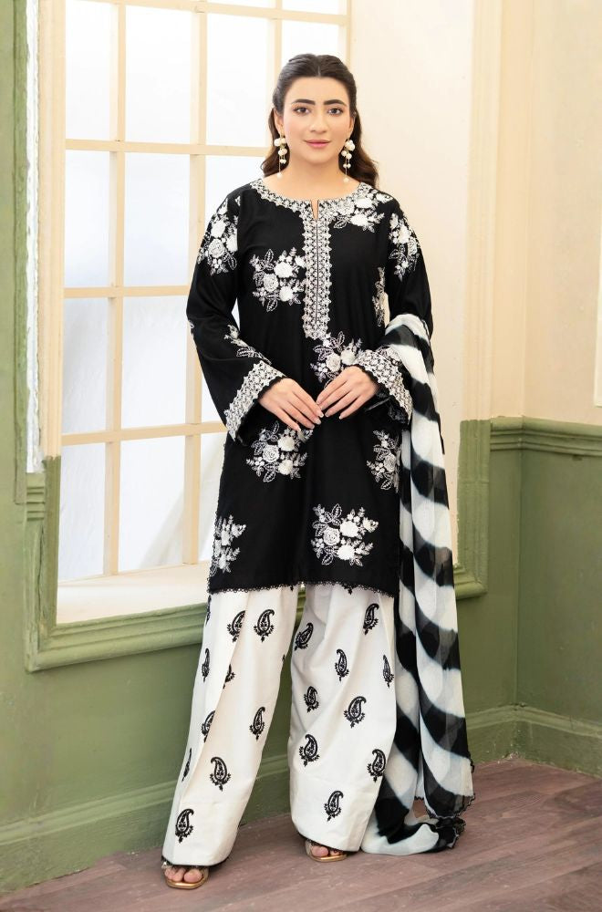 3 Piece Embroidered Lawn Suit - SKU:(LDS084)