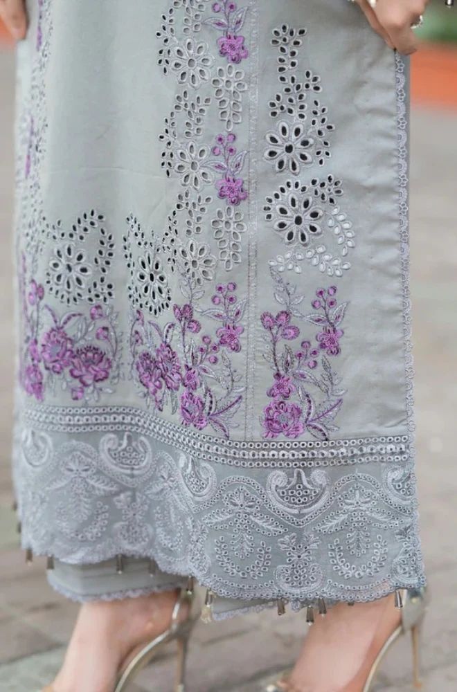 3 Piece Chikankari Embroidered Lawn Suit - SKU: (LDS014)