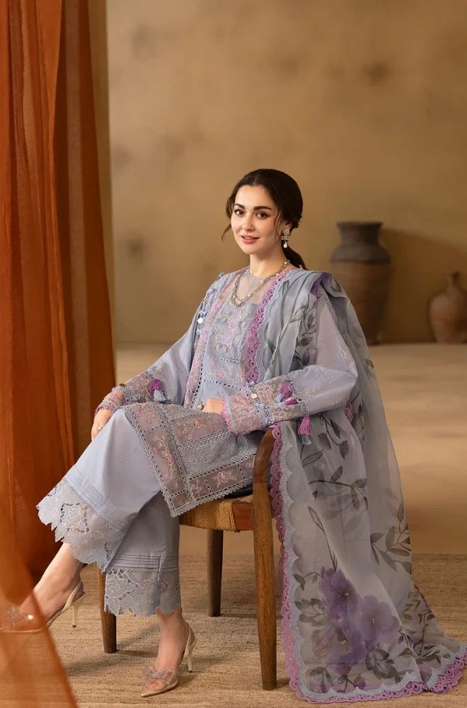 3 Piece Chikankari Embroidered Lawn Suit - SKU: (LDS013)