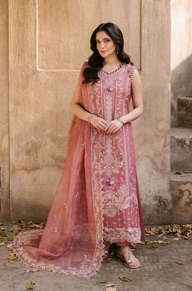3 Piece Embroidered Lawn Suit - SKU: (LDS011)