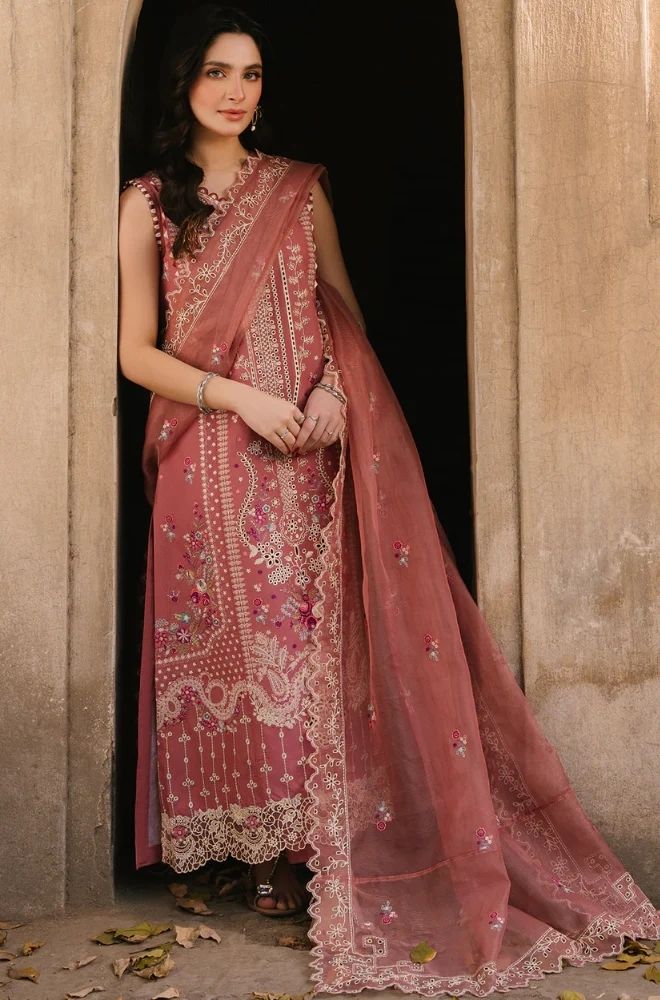 3 Piece Embroidered Lawn Suit - SKU: (LDS011)