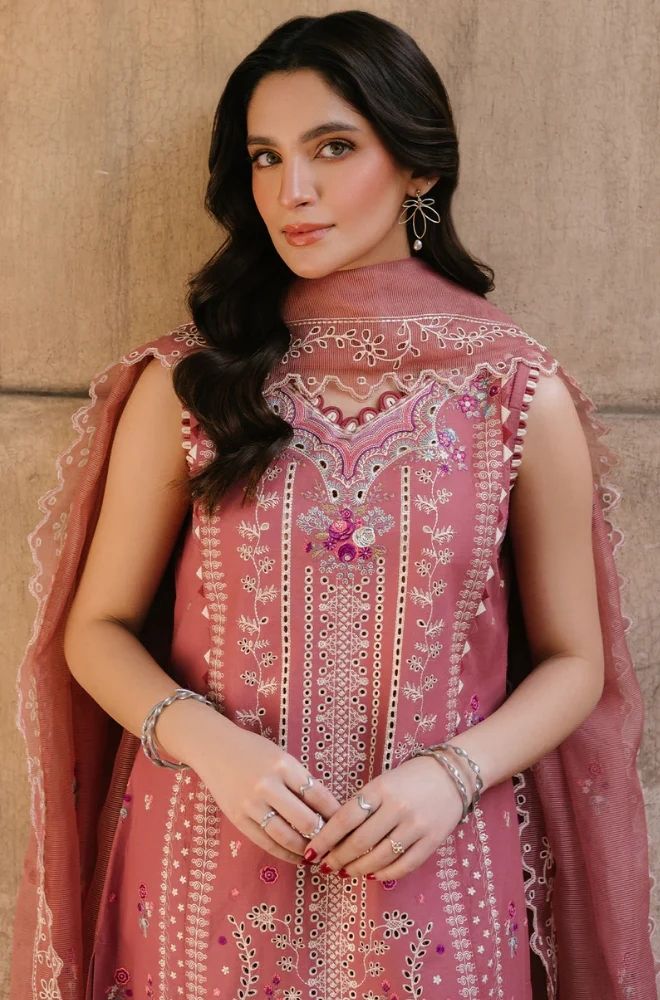 3 Piece Embroidered Lawn Suit - SKU: (LDS011)