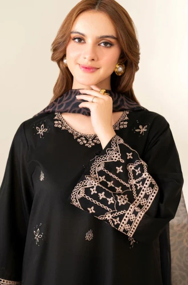 3 Piece Embroidered Lawn Suit - SKU:(LDS048)