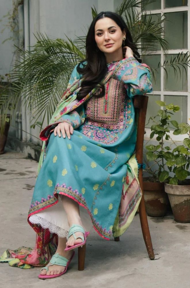 3 Piece Embroidered Lawn Suit - SKU:(LDS046)