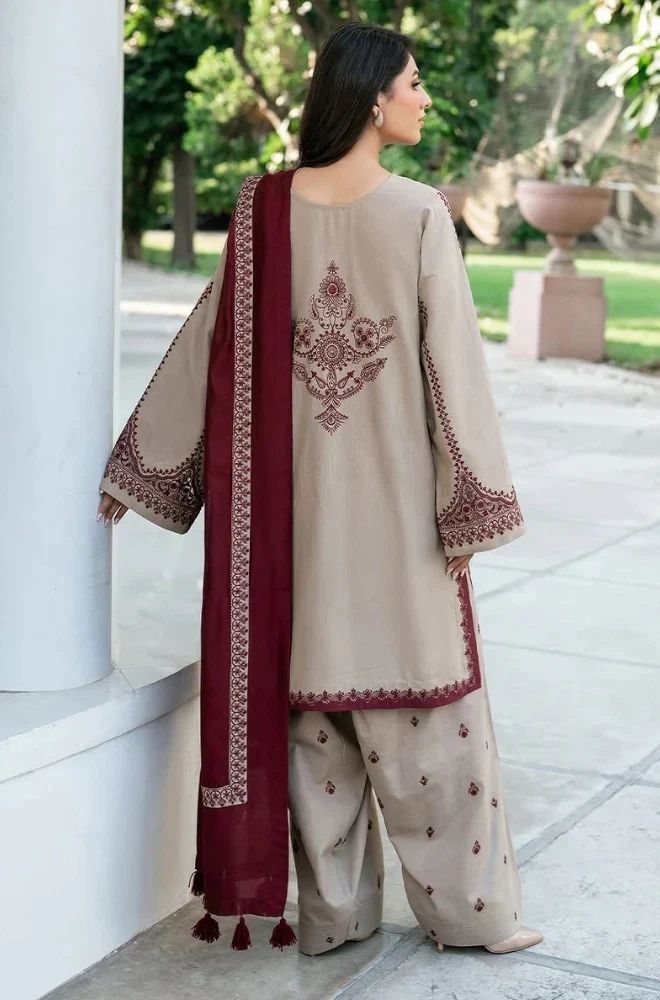 3 Piece Embroidered Lawn Suit - SKU:(LDS045)