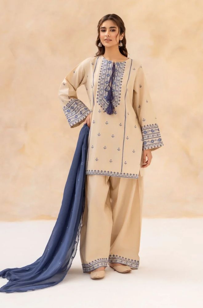 3 Piece Embroidered Lawn Suit - SKU:(LDS079)
