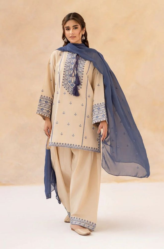 3 Piece Embroidered Lawn Suit - SKU:(LDS079)