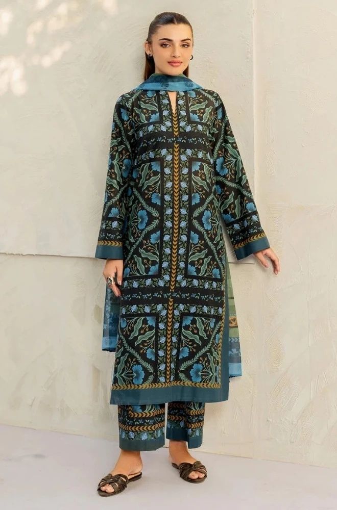 3 Piece Lawn Digital Printed Suit - SKU:(LDS057)