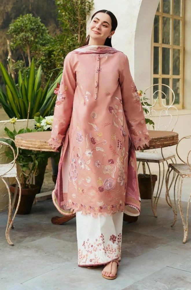 3 Piece Embroidered Lawn Suit - SKU:(LDS042)