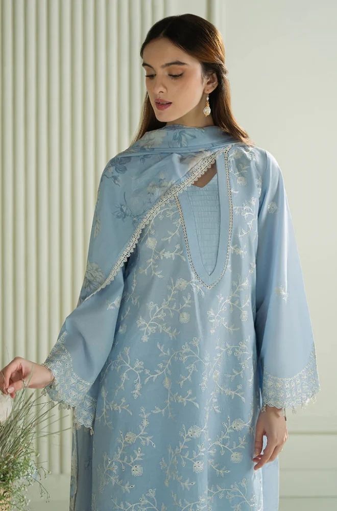3 Piece Embroidered Lawn Suit - SKU:(LDS043)