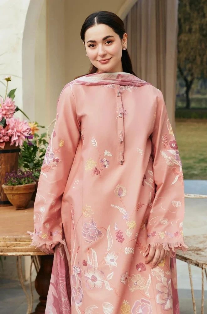 3 Piece Embroidered Lawn Suit - SKU:(LDS042)