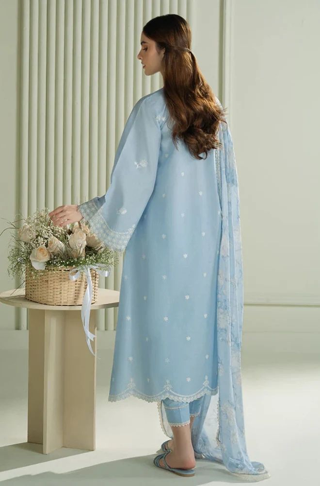 3 Piece Embroidered Lawn Suit - SKU:(LDS043)