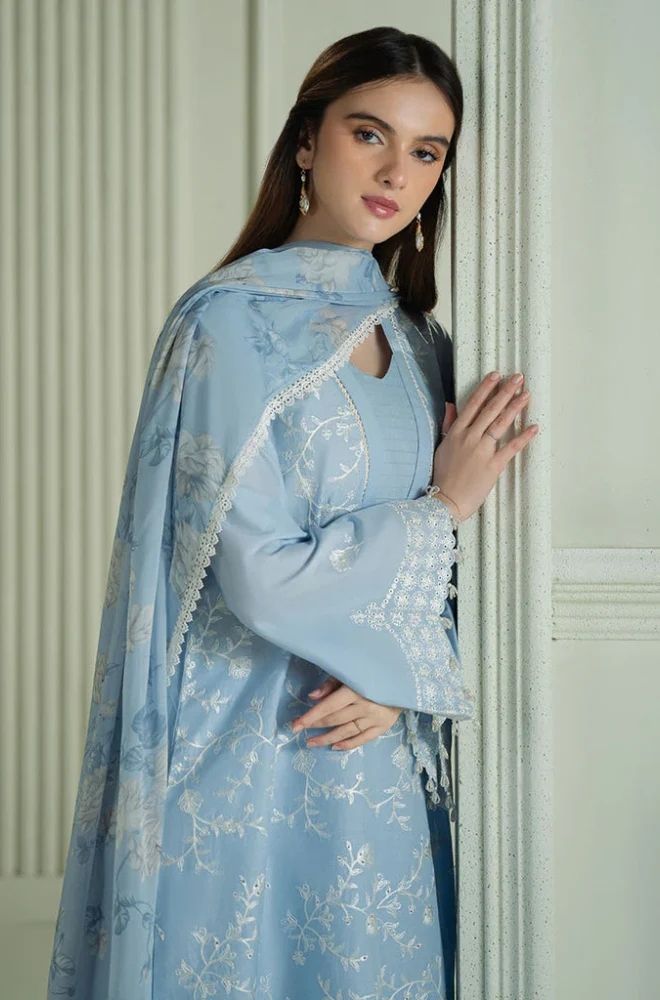 3 Piece Embroidered Lawn Suit - SKU:(LDS043)