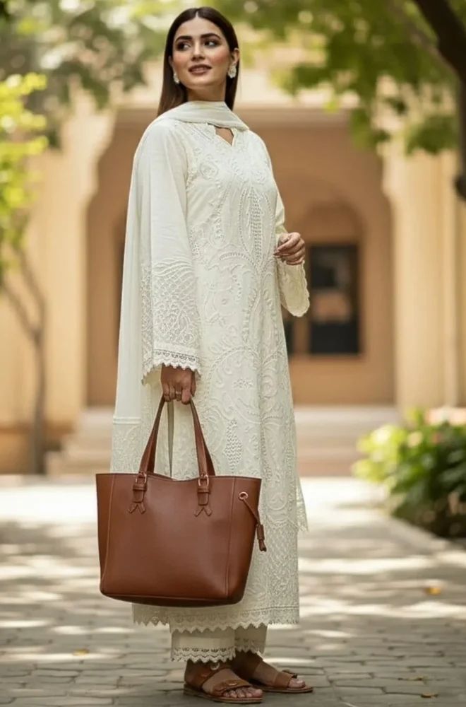 Summer 3PC Lawn Chikankri Embroidered Suit SKU: (LDS002)
